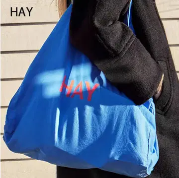 새상품 L 사이즈 헤이 에코백 HAY 블루 토트백