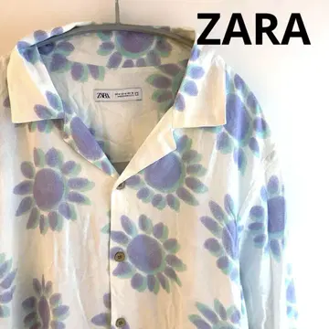 ZARA 레이온 셔츠 반팔 올 패턴 M 사이즈 자라 남성용 오픈 카라