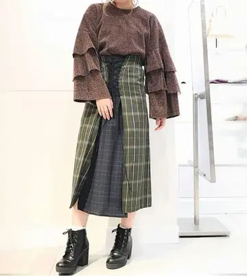 오즈모시스 체크 타이트 스커트