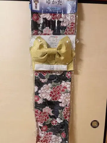 새상품 유카타 여성용 꽃무늬 성인 세트 빨간색 오비 블랙 모란 유카타