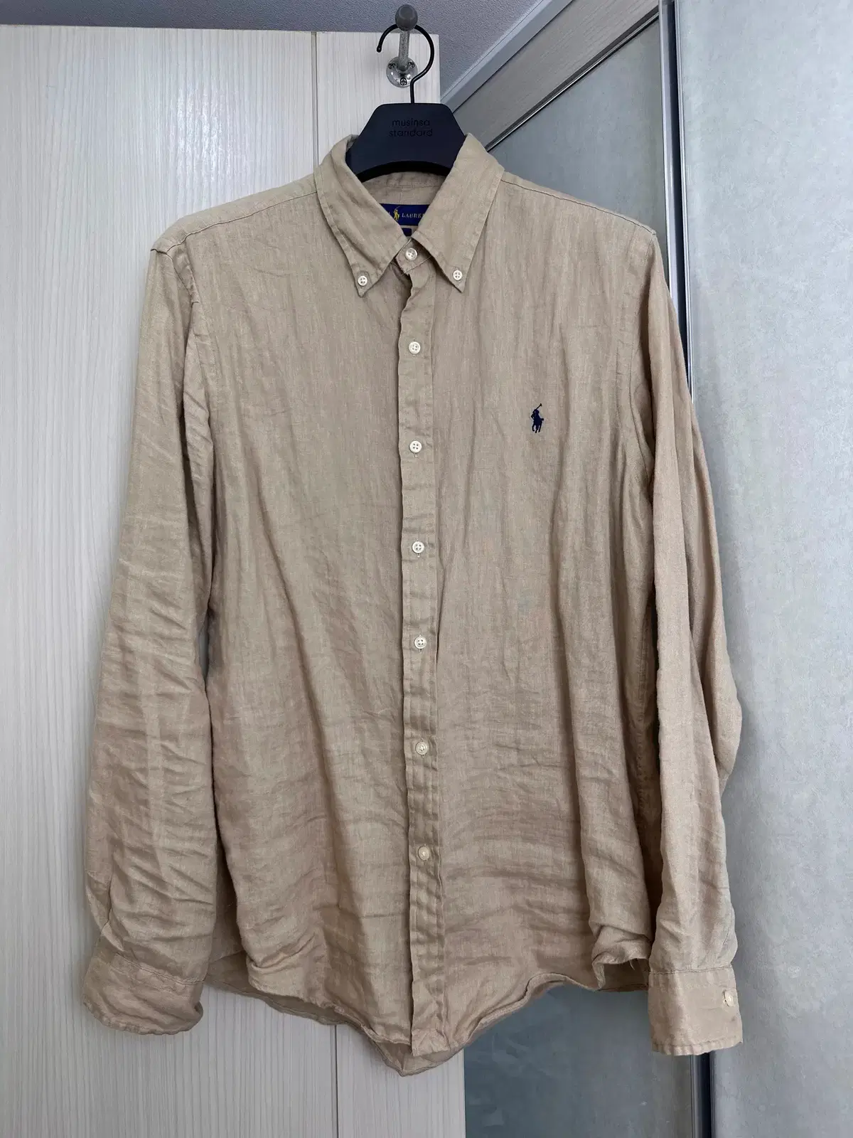 Polo Ralph Lauren Beige Linen Shirt Slim Fit L
