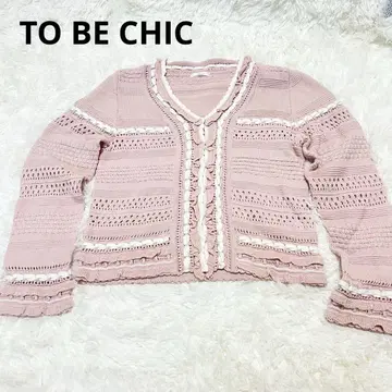 TO BE CHIC 핑크 레이스업 가디건 L 투 비 시크
