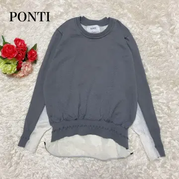 PONTI 도킹 티셔츠 그레이 x 화이트 디자인 니트