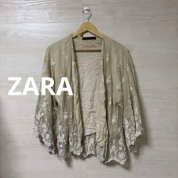ZARA WOMAN 플라워 자수 가디건 튤 크로셰 비침