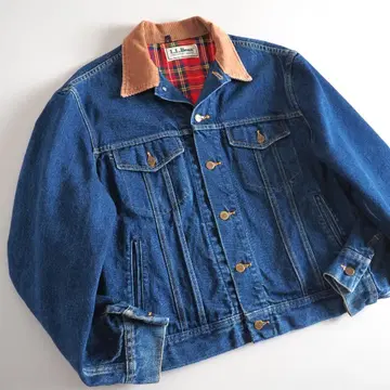 엘엘빈 90s 데님 자켓 G 옷깃 코듀로이 새상품급