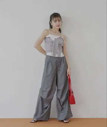 턱 와이드 슬랙스 팬츠