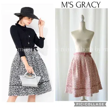 M'S GRACY 카탈로그 게재 미니 꽃무늬 자카드 스커트