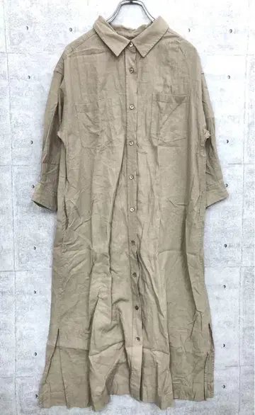 SLOBE IENA 구제 의류 가슴 포켓 린넨 마 혼방 롱 셔츠 원피스