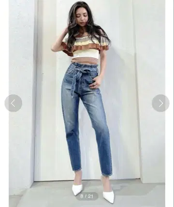 GYDA 데님 팬츠 허리 리본 포함 M