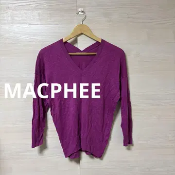 MACPHEE 퍼플 V넥 니트 긴팔 린넨 투모로우랜드