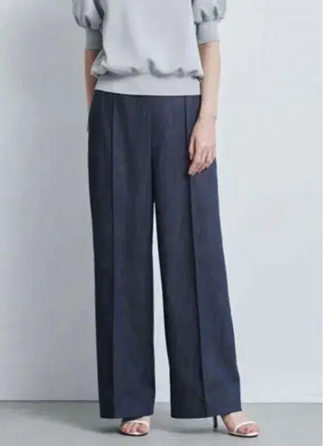 yori 마린 데님풍 와이드 팬츠 34