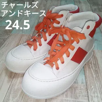 찰스앤키스 24.5 스니커즈 하이컷 통굽 가죽