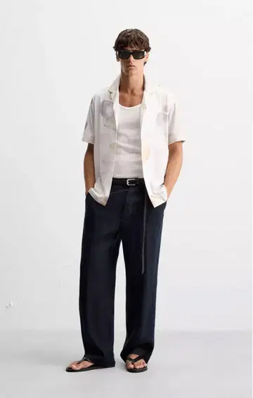 ZARA 스트레치 추상 패턴 셔츠