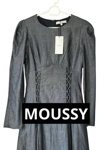 [ 택 포함 새상품 ] moussy 긴팔 맥시 원피스 데님 A라인