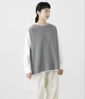 카구레 kagure 코튼 니트 베스트 그레이