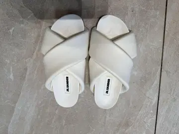 질 샌더 레더 크로스 스트랩 신발