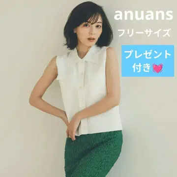 [ 새상품 ] anuans 하이 게이지 더블 포켓 니트탑 화이트 정품