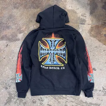 90s West Coast Choppers 아이언 크로스 후드티