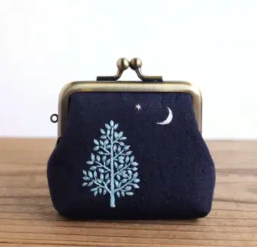 자수 코인 케이스 네이비 10*8cm