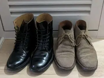 블랙 가죽 하이컷 워크 부츠