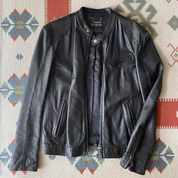 BEAMS RAM 블랙 가죽 라이더 자켓