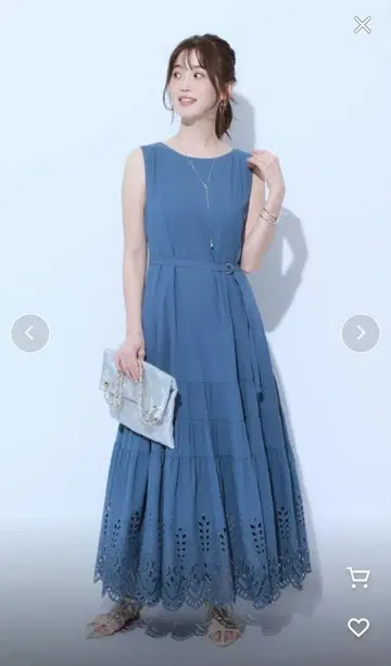 JUSGLITTY 컷워크 티어드 플레어 원피스 0 사이즈
