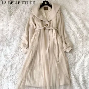 LA BELLE ETUDE 튤 롱 코트 벨트 포함 퍼프 소매 프리
