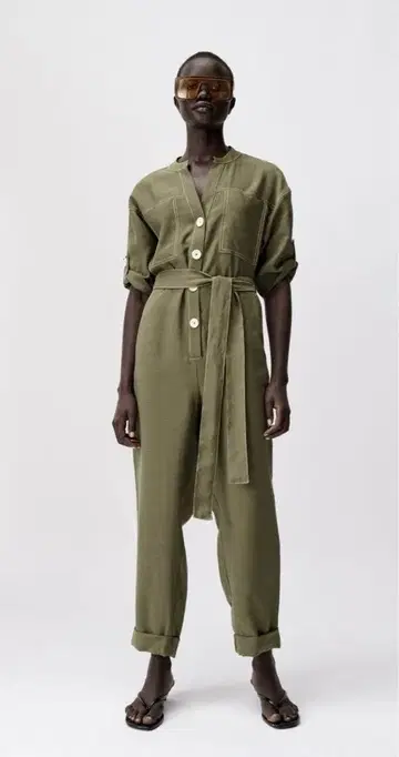 Zara 올리브색 살로펫 올인원