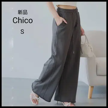 [ 새상품 ] Chico 루즈 와이드 스웨트 팬츠 차콜 그레이 S