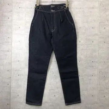 rienda 구제 의류 사이드 홀스빗 버클 하이웨스트 데님 팬츠