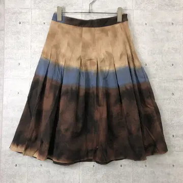 ZARA BASIC 스페인산 구제 의류 얼룩 염색 보더 턱 플리츠 스커트