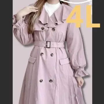 빅 칼라 트렌치코트 핑크 롱 코트 멜미 시마무라 콜라보