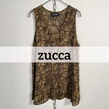 zucca 개더 플리츠 슬리브리스 시스루 상의 플라워 꽃무늬