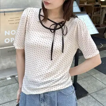 DISCOAT 도트튤 반팔 풀오버