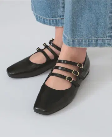 REMME 3 스트랩 메리제인 신발 23.5 라무 가죽