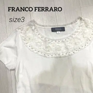 프랑코 페라로 쉬폰 꽃 모티브 반팔 니트 상의 size 3