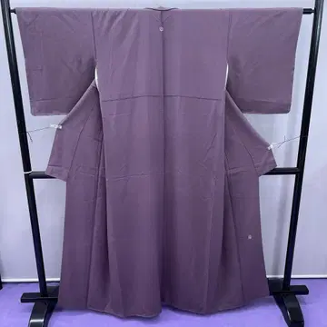 3297 이로무지 어두운 보라색 이중 기모노 순수 실크 다치바나 문양