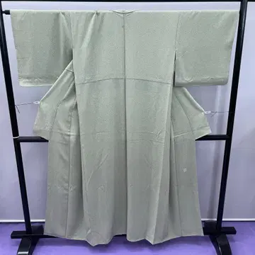 3298 이로무지 탁한 그린 컬러 이중 기모노 순수 실크 덩굴 문양
