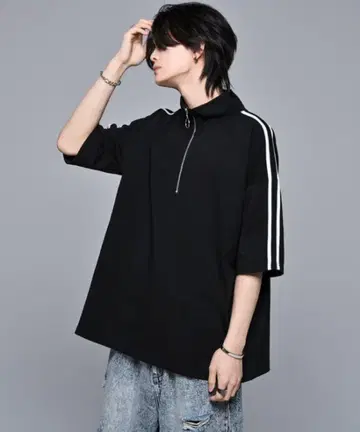ADRER 아들러 헤비코튼 반지 하프 지퍼 루즈핏 티
