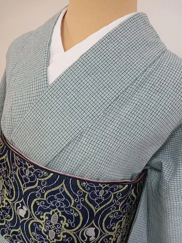 캐주얼한 면 기모노 단의 격자 무늬