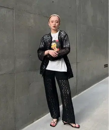 BATTEN LACE LIKE KNIT PANTS AMERI