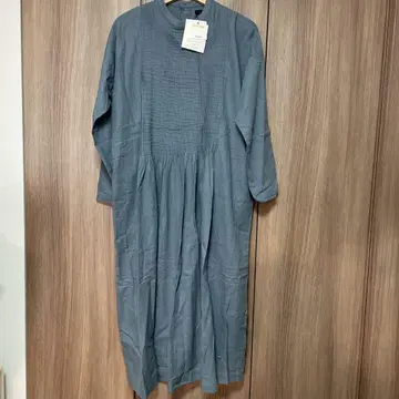 미사용 택 포함 이치 ichi 코튼 린넨 핀턱 롱 원피스