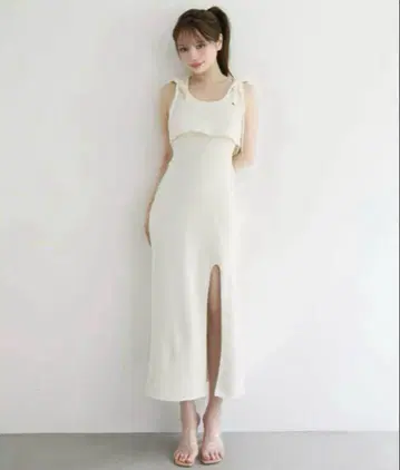 andmary Nora slit dress Ivory