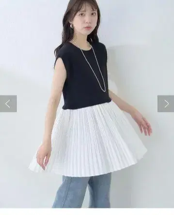 natural couture 플리츠 도킹 니트