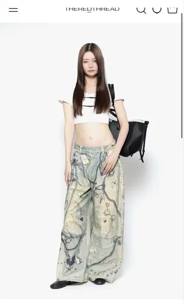THEREDTHREAD S print denim 1 toys 와이드 데님