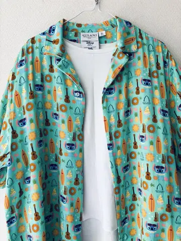 아우라니 하와이 AULAN I 디즈니 한정판 스티치 알로하 셔츠 XL