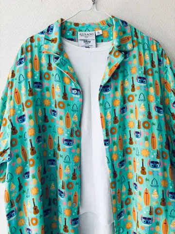 아우라니 하와이 AULAN I 디즈니 한정판 스티치 알로하 셔츠 XL