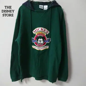THE Disney STORE 미키마우스 자수 후드티 그린 M