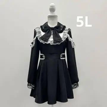 유메텐보 소매 레이스 절개 요크 프릴 원피스 5L
