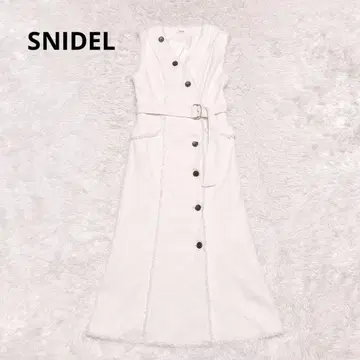SNIDEL 이번 시즌 신상 트위드 베스트 원피스 롱 슬리브리스 화이트